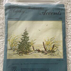 Crewel by Cathy Watercolor Accents Summer Pines By Barbara Krupp Kit K006